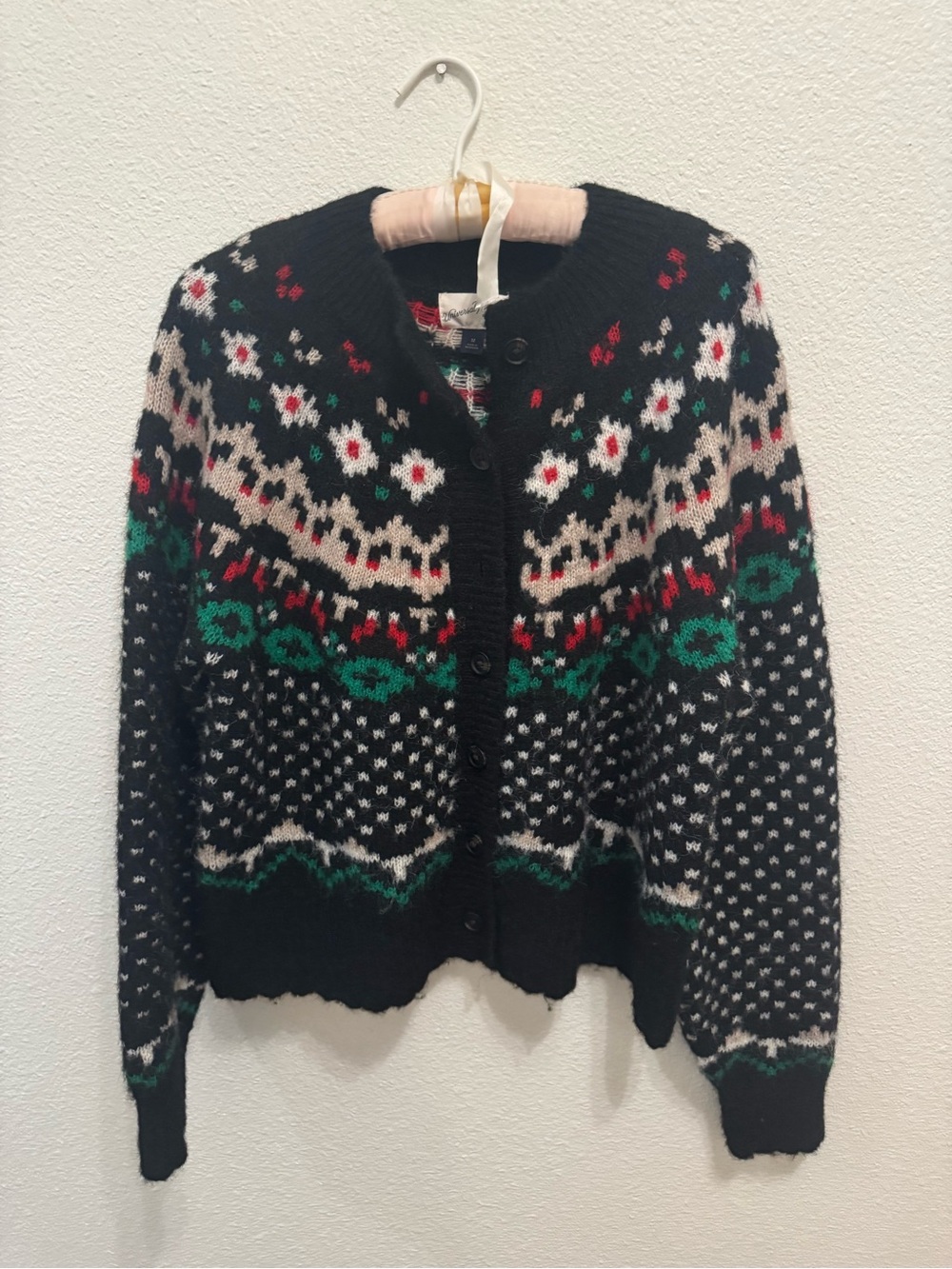 Navy Fair Isle Button-Front Women's Sweater